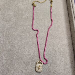 Chic Gold and Pink Star Pendant Necklace